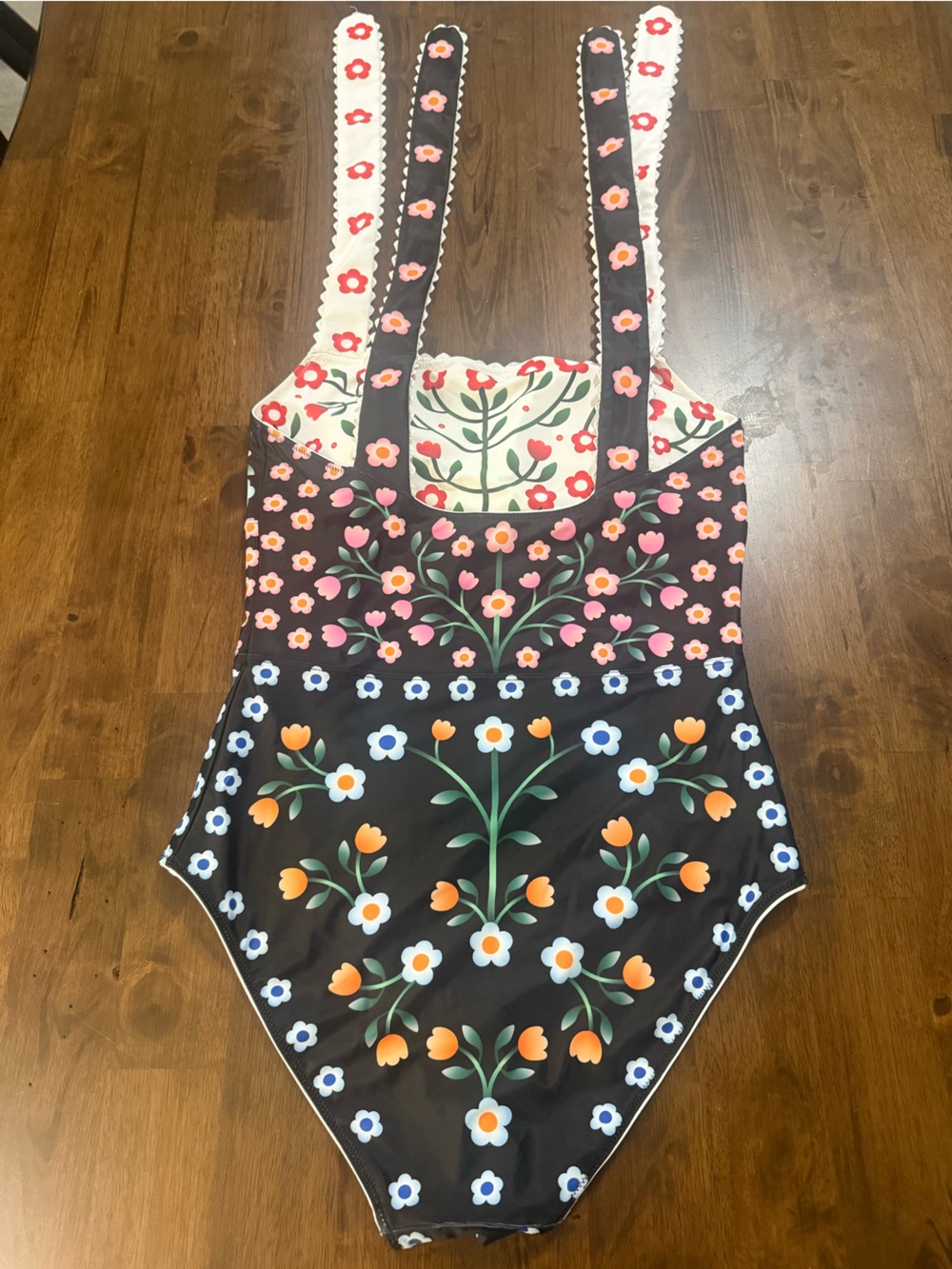 Jessie Zhao Day/Night Garden Reversible One-Piece Swimsuit with Tie Straps - Picture 8 of 14